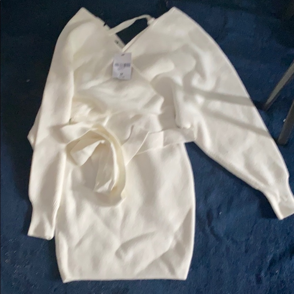 Knit cream dress